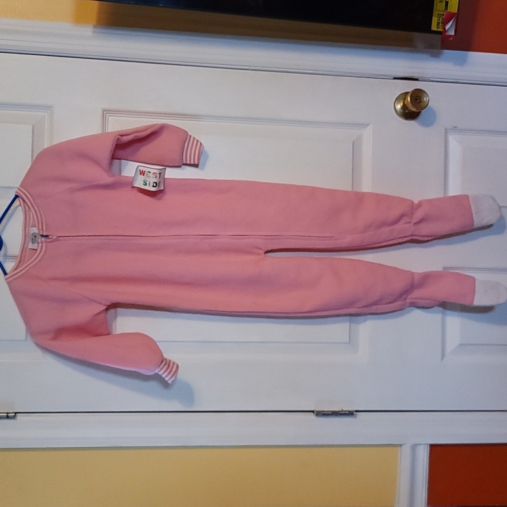 Girls size 6 pink all-in-one pajamas
